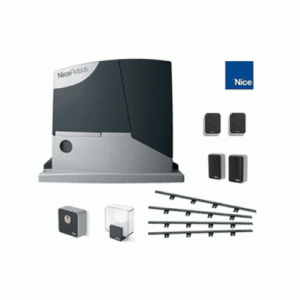 NICE ROBUS 1000kg heavy-duty gate motor with BlueBUS system installed on a large commercial sliding gate in Dubai, UAE.