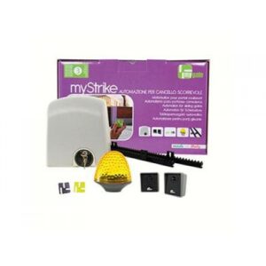 MyStrike 800kg compact gate motor installed on a wrought iron sliding gate at a villa in Dubai, UAE.