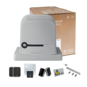 NICE ROBO 600kg Italian-made gate motor with sleek design installed on a medium-duty sliding gate in Abu Dhabi, UAE.