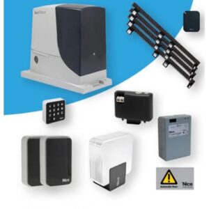 NICE ROBUS 400kg smart gate motor with BlueBUS system installed on a residential sliding gate in Abu Dhabi, UAE.