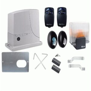 NICE ROX 1000kg heavy-duty gate motor with integrated control unit installed on a large sliding gate in Abu Dhabi, UAE.