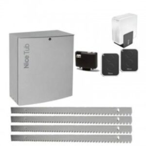 NICE TUB4000 400V three-phase industrial gate motor installed on a heavy factory gate in Dubai, UAE.