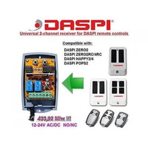 DASPI ZERO 2 compact two-button remote control with rolling code security for gate systems.