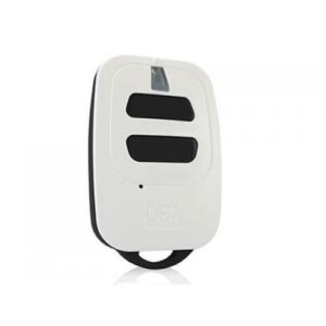 DEA GT2 white two-button remote control with advanced rolling code security for gates.