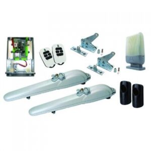 DEA STING 3M 400 KG swing gate motor with embedded stops installed at the entrance of a residential apartment complex in Dubai.