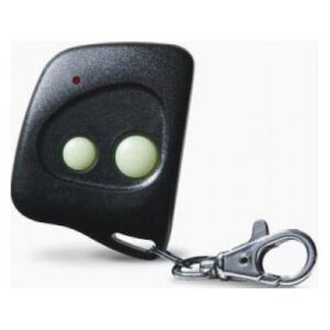 Firefly 310 two-button keychain remote control with enhanced range and Linear compatibility.