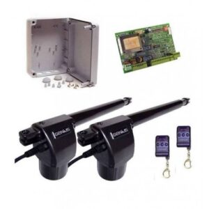 Genius EURO BAT400 linear screw swing gate motor and BRAIN592 control unit, configured for a right-hand installation in Dubai.