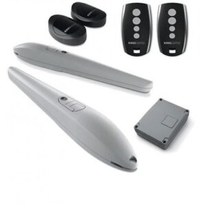 KING GATES JET XL heavy-duty swing gate motor with extractable connector, installed on a large industrial gate in Dubai.