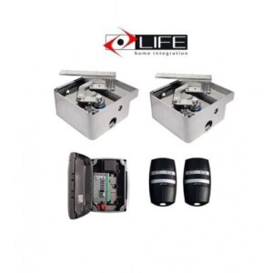 LIFE ERGO underground swing gate motor components, including the die-cast actuator and foundation box, ready for concealed installation at a Dubai villa.