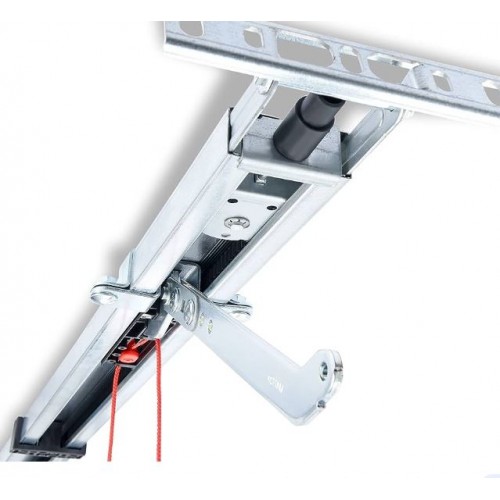 Extended MARANTEC SZ 12 German garage door rail (2.75m) installed on a tall swing gate in a Dubai property.