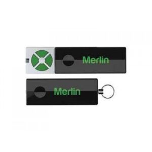 Merlin E950M four-button keyring remote control with sliding protective cover for UAE.
