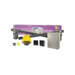 MyGate MyHook double articulated arm swing gate motor installed on a large pillar for an outward-opening villa gate in Dubai.