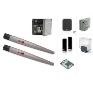 NICE TOONA HIGH SPEED swing gate motor installed at the entrance of a residential compound or business park in Dubai.