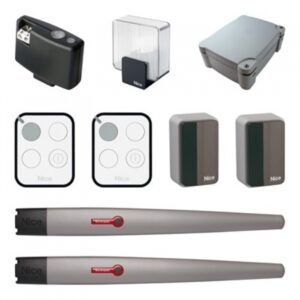 NICE TO6024HS Hi-Speed swing gate motor with aluminium housing, installed on a large estate or industrial gate in Dubai.