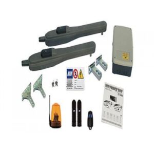 Compact RIB PRINCE 24V swing gate motor with Bluetooth control installed on a villa gate in Sharjah, UAE.