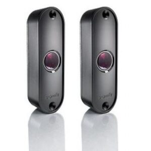 Sleek, narrow Somfy Master Pro Bitech photocell sensor installed on a premium gate in Dubai, UAE.