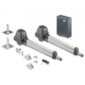 SOMMER Twist M swing gate motor installed on a standard double-leaf villa driveway gate in Abu Dhabi, UAE.