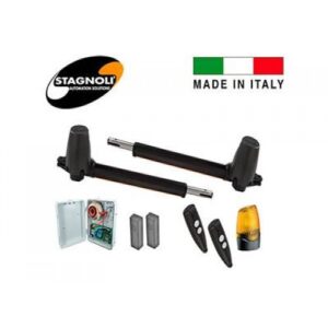 Sleek STAGNOLI HERMES 200 24V swing gate motor installed on a modern villa gate in Dubai.