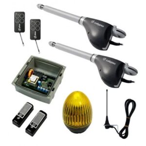 Universal V2 CALYPSO 400 swing gate motor installed on a right-hand leaf villa gate in Dubai, UAE.